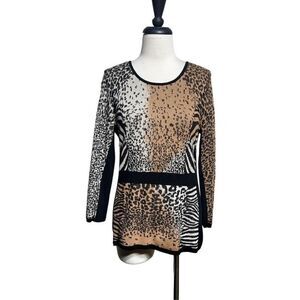 ZOZO Animal Print 3/4 Sleeve Pullover Sweater Size Large